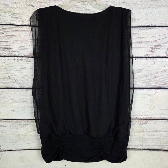 Maurices Black Mesh Ruched Sleeveless Top M - Picture 3 of 7